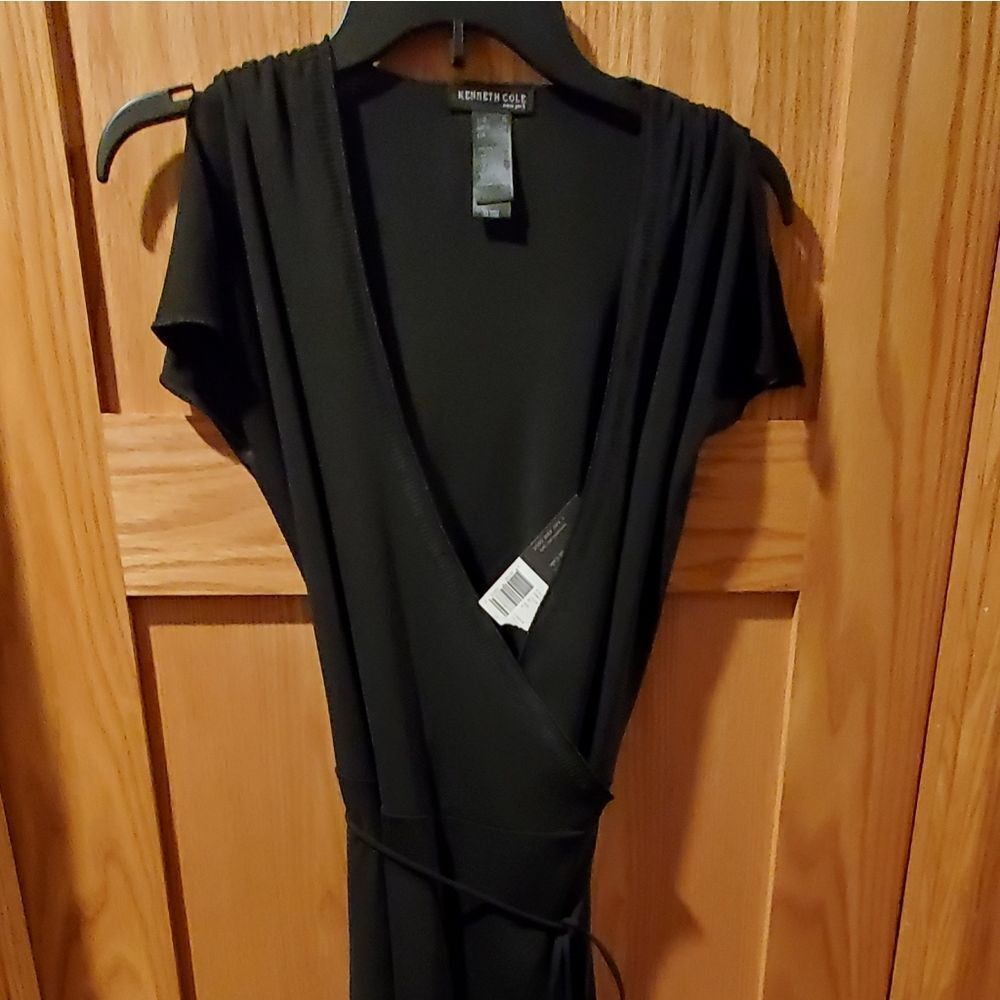 Kenneth Cole Black Wrap Knee Length Dress- LBD